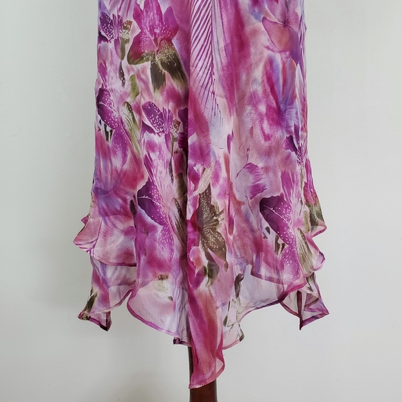 Donna Ricco NY Purple Floral Silk Midi Dress - Picture 4 of 8